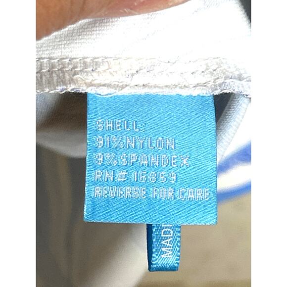 J. McLaughlin Women’s Small Blue White Abstract V-Neck Tank Stretch Mini Dress - Picture 4 of 6